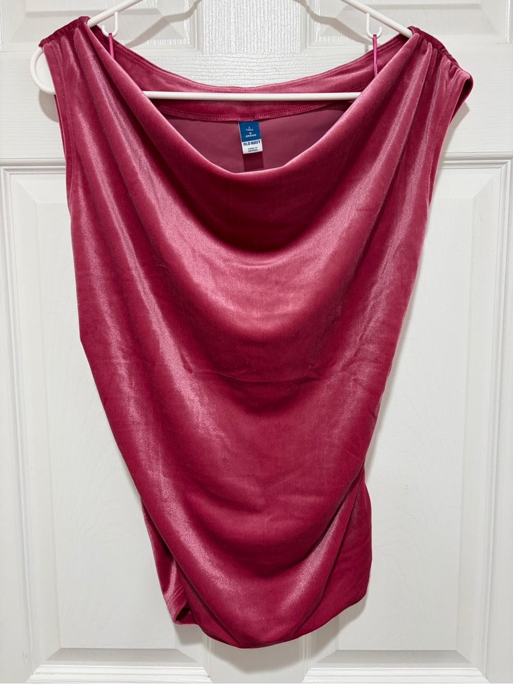 Women’s Old Navy Berry Velvet Ruched Side Cowl Neck Short Sleeve Top~Size L